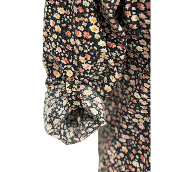 Trovata Birds of Paradis Button Up Shirt Roll Tab Sleeves Size S Cotton Corduroy - Picture 7 of 13